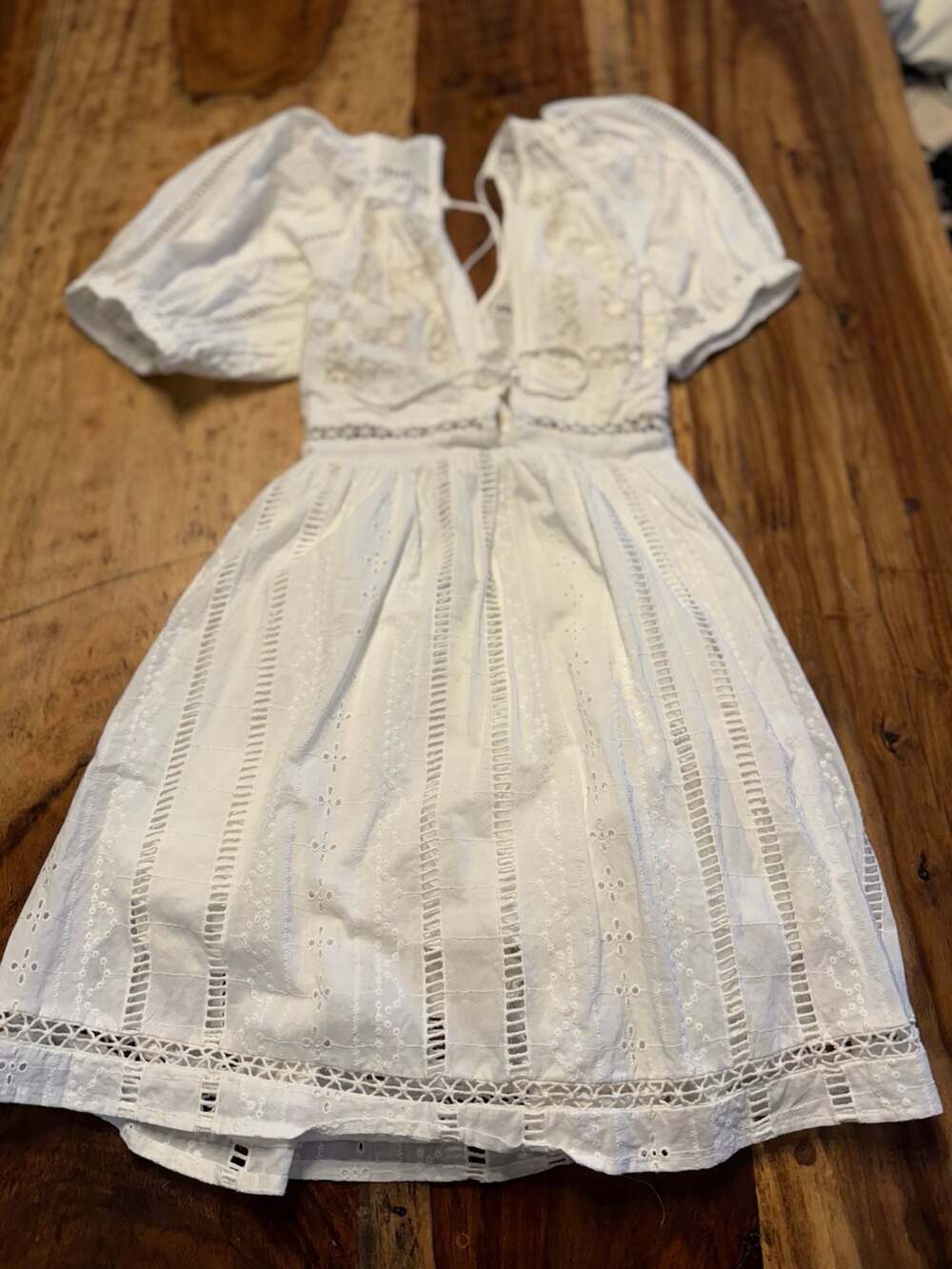 Urban Outfitters White Eyelet Lace-Up Mini Dress Size S cottagecire coquette